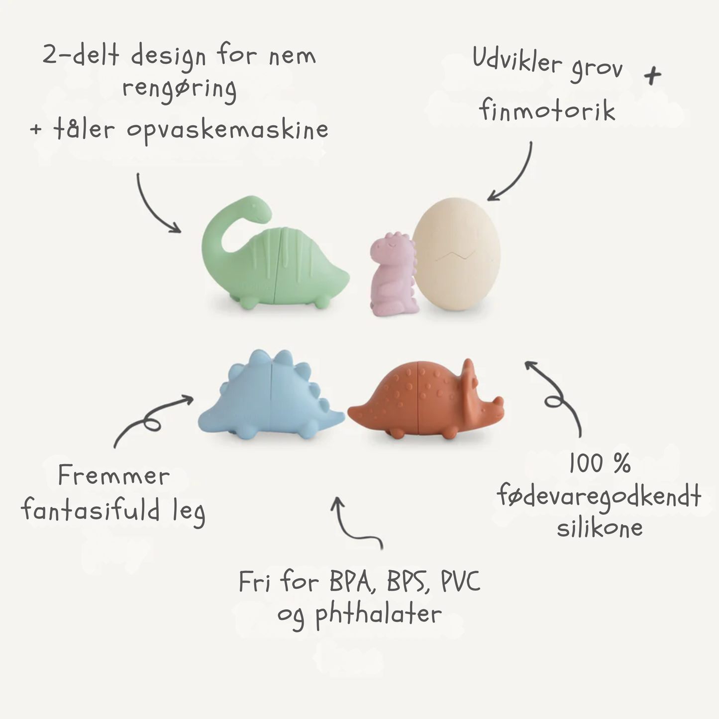 Mushie Badelegetøj - Dinosaur – 4 stk.