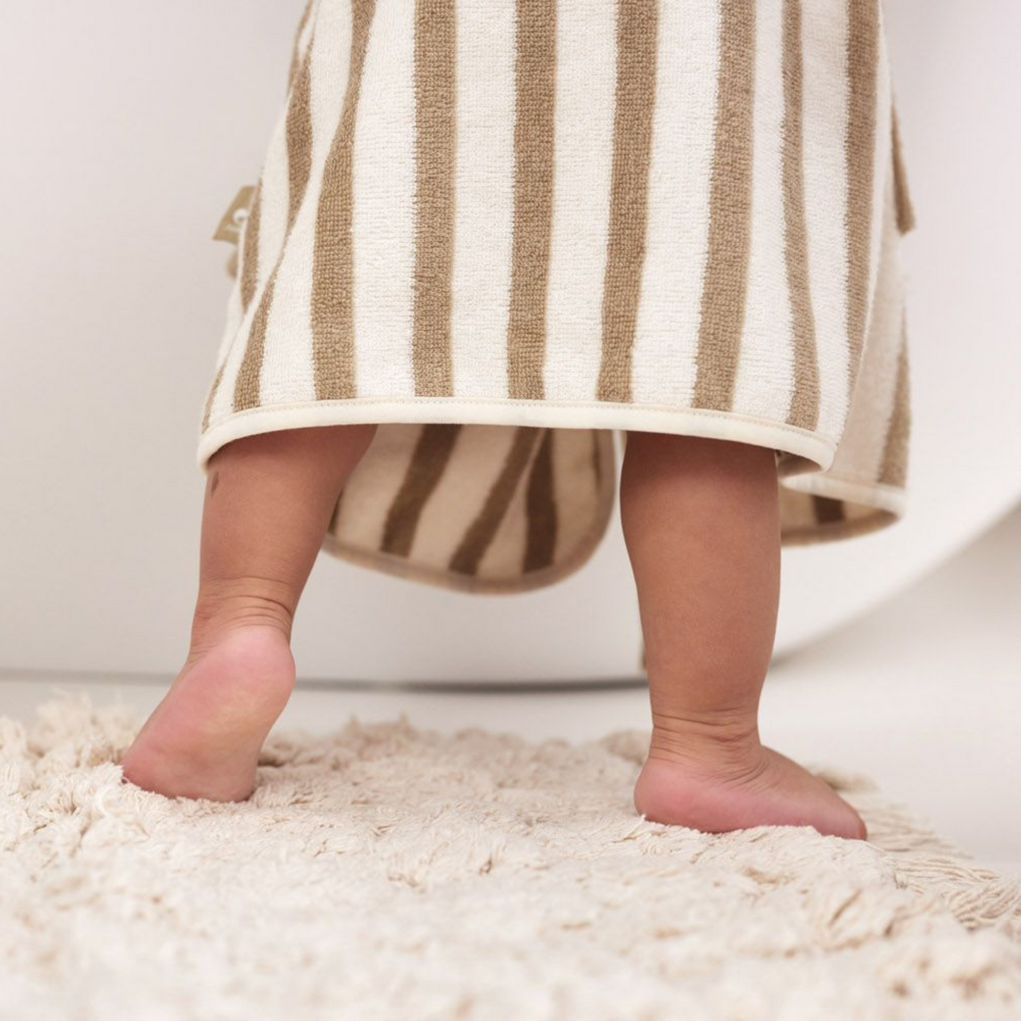 Jollein Badekåbe – Stribet Frotté, Olive Green (GOTS-certificeret)