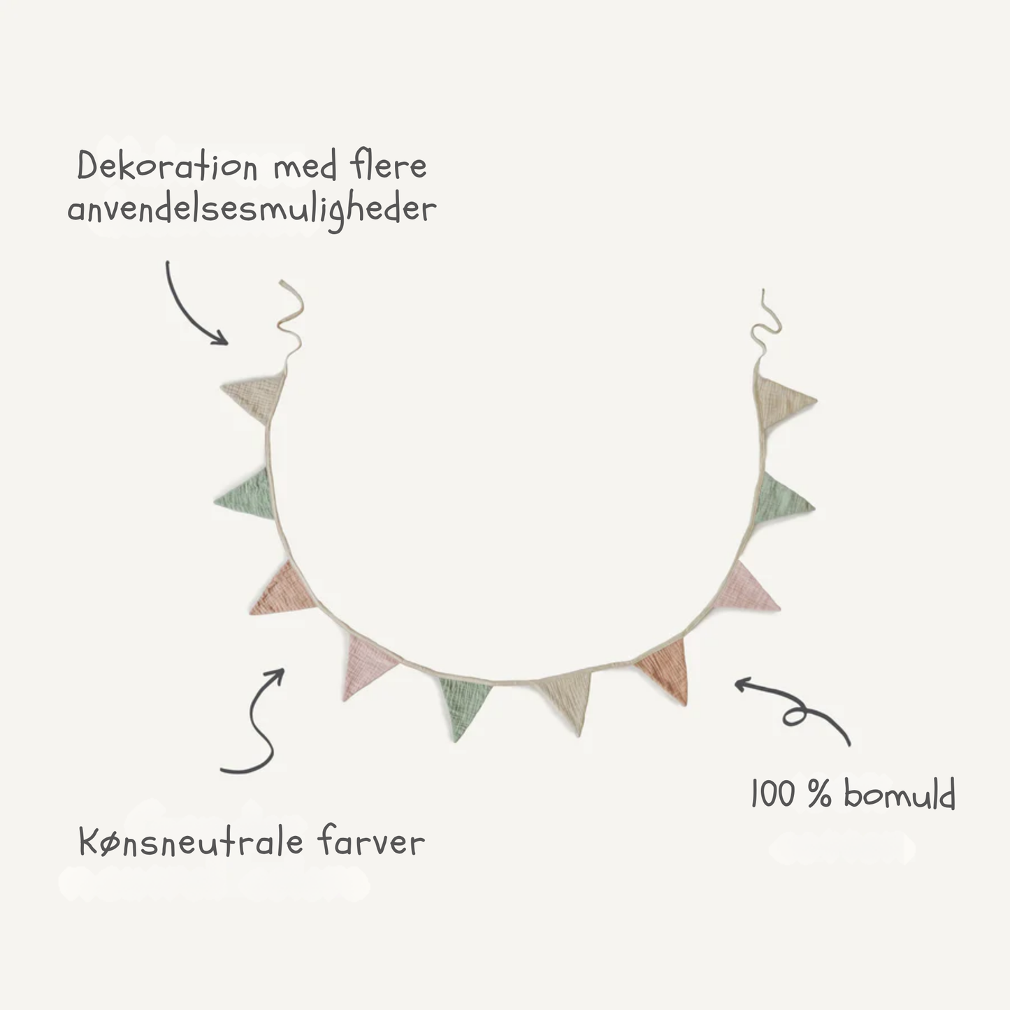 Mushie Baby-Girlander – Stribet i Bløde Farver