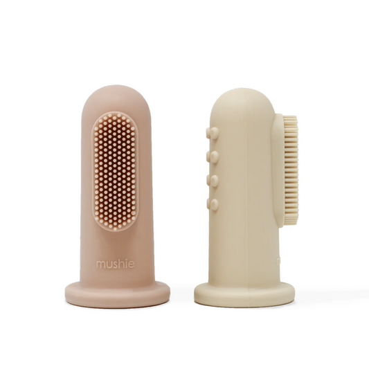 Mushie Finger Tandbørste (2-pak) Blush/Shifting Sand