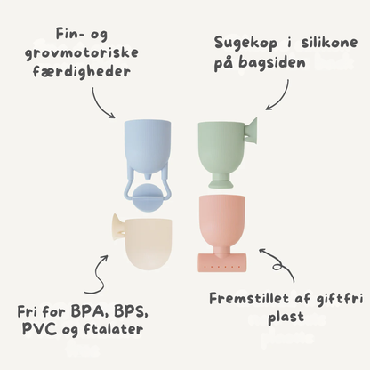 Mushie Pour & Play Badekopper (4 stk.) – Badesæt med sugekopper