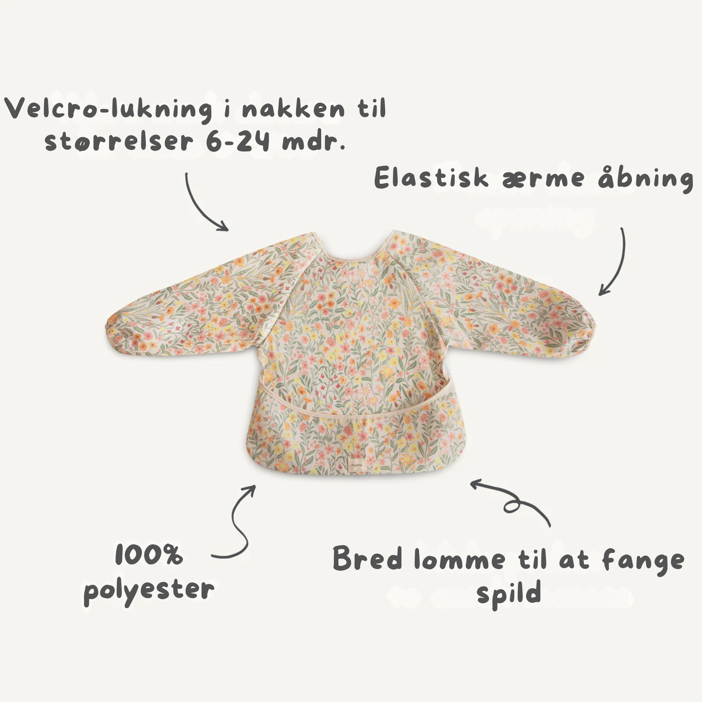 Mushie Langærmet Hagesmæk - Dinosaur