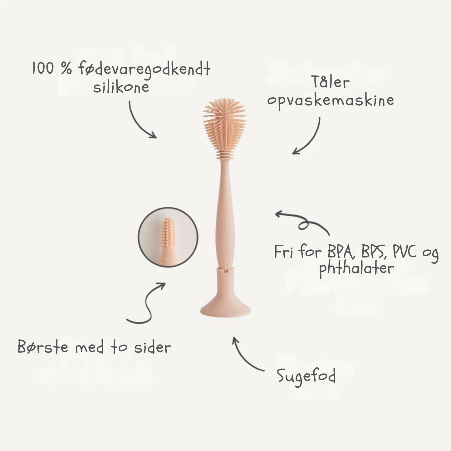Mushie Sutteflaske-børste i Silikone – Shifting Sand