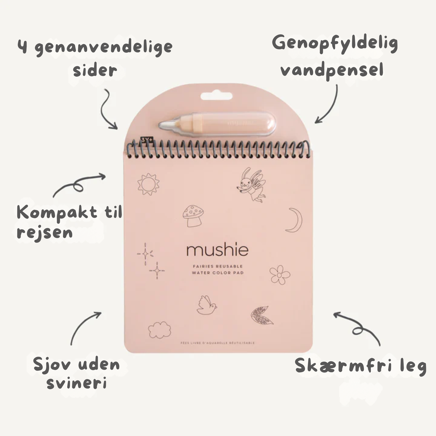 Mushie Genanvendelig Vandmalebog – Feer